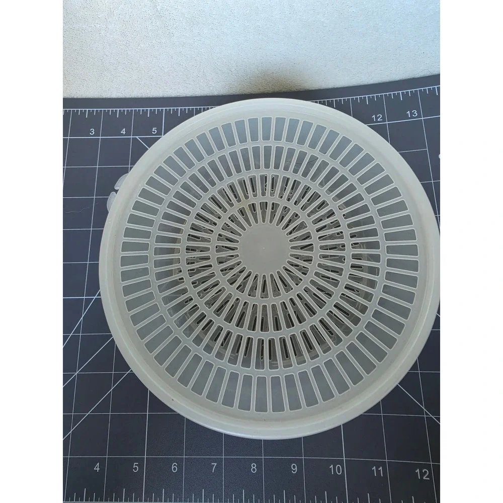 Vintage Tupperware Microwave Steamer Set Translucent Clear Round Bowl Lid 8.5in